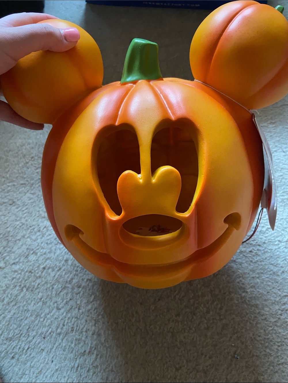 Disney Orange Mickey Pumpkin Lantern with Green Stem - Picture 2 of 2